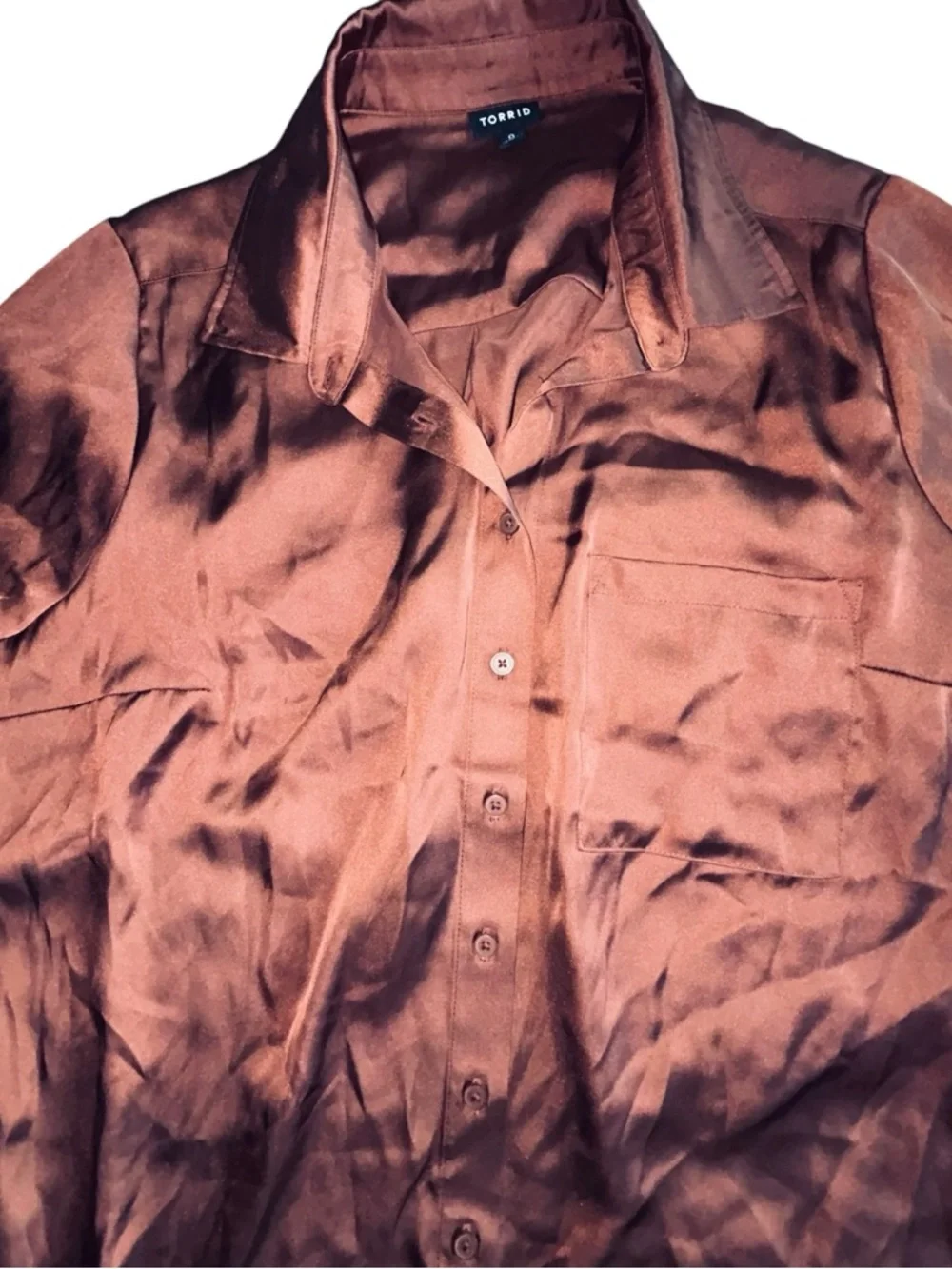 torrid Satin Relaxed Button-Up Shirt size large - Picture 6 of 9